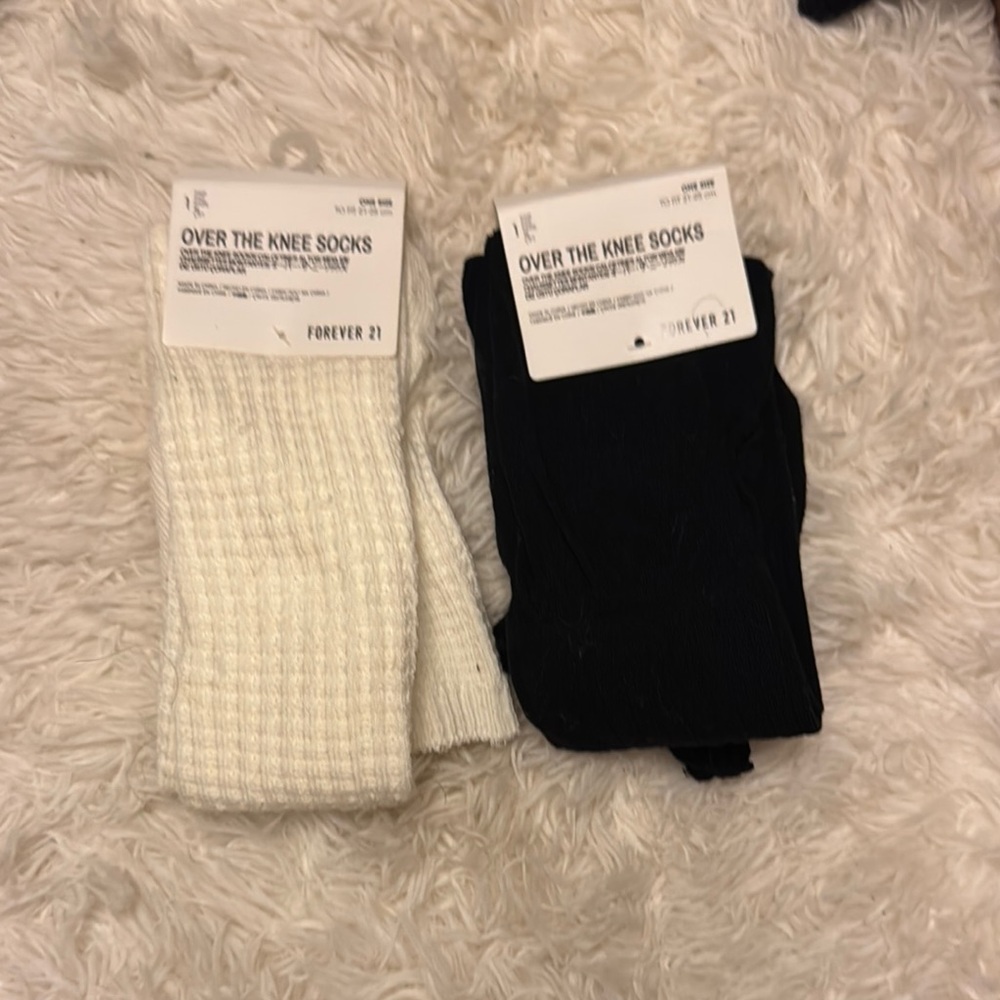 Forever 21 Black and White Over the Knee Socks